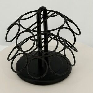 Black Metal Round Pod Coffee K Cup Holder Spinner Carousel Stand Black 95-12